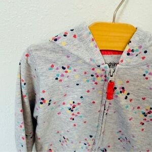 Jumping Beans Gray Hooded Jacket with Heart Print | 24 Months